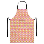 Pink Glazed Donut Pattern Print Bib Apron With Pocket