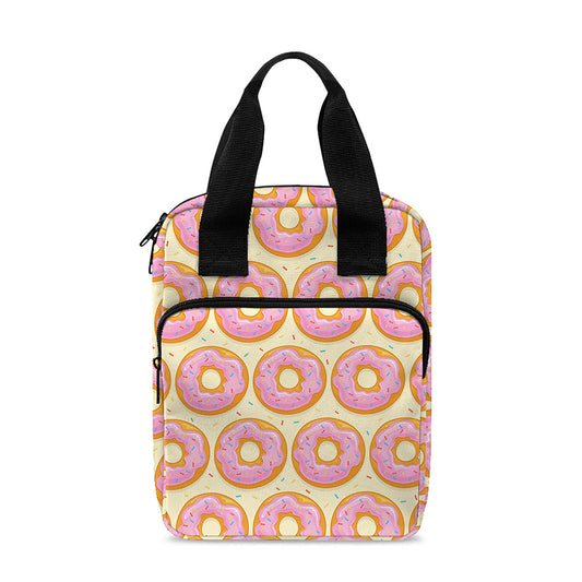 Pink Glazed Donut Pattern Print Bible Tote Bag