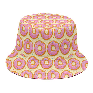 Pink Glazed Donut Pattern Print Bucket Hat