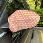 Pink Glazed Donut Pattern Print Car Side Mirror Covers