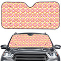 Pink Glazed Donut Pattern Print Car Windshield Sun Shade