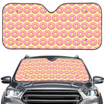 Pink Glazed Donut Pattern Print Car Windshield Sun Shade