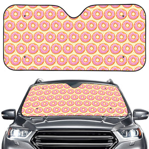 Pink Glazed Donut Pattern Print Car Windshield Sun Shade