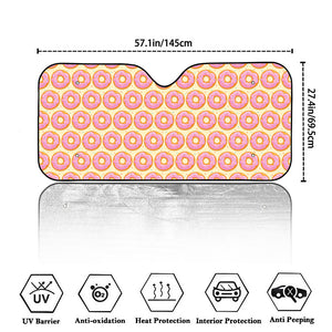 Pink Glazed Donut Pattern Print Car Windshield Sun Shade