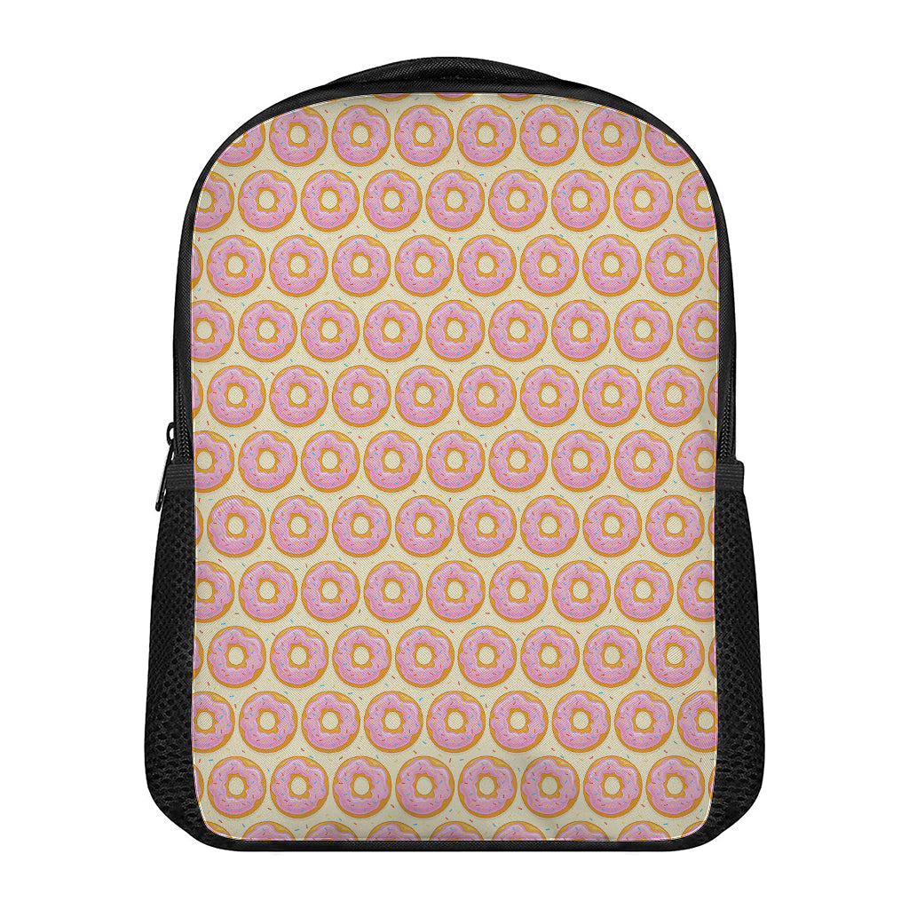 Pink Glazed Donut Pattern Print Casual Backpack