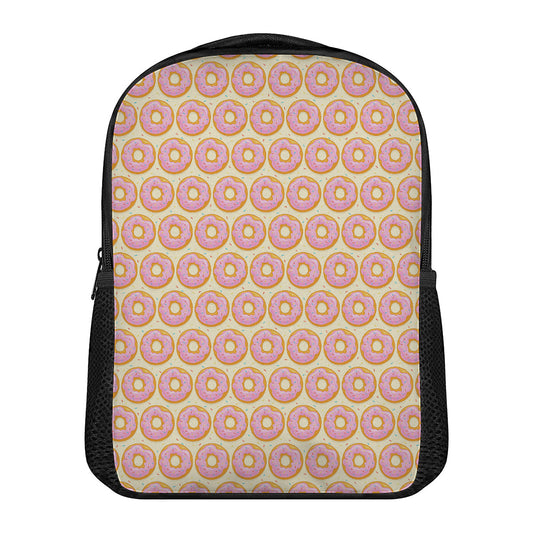 Pink Glazed Donut Pattern Print Casual Backpack