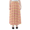 Pink Glazed Donut Pattern Print Chiffon Maxi Skirt