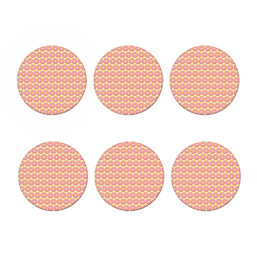 Pink Glazed Donut Pattern Print Coaster Set