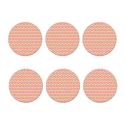 Pink Glazed Donut Pattern Print Coaster Set