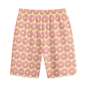 Pink Glazed Donut Pattern Print Cotton Shorts