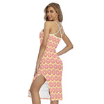 Pink Glazed Donut Pattern Print Cross Back Cami Dress