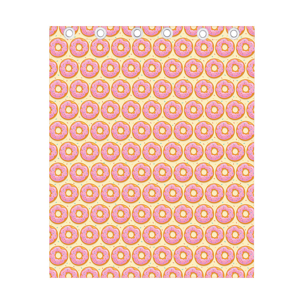 Pink Glazed Donut Pattern Print Curtain