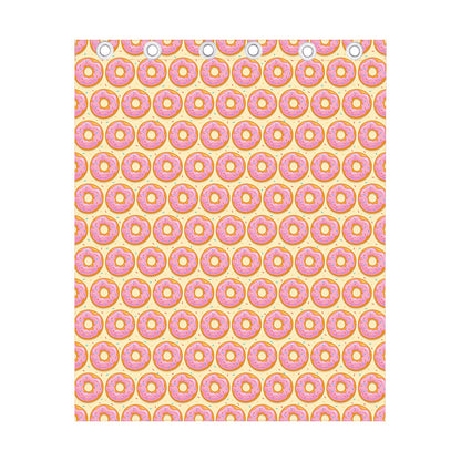 Pink Glazed Donut Pattern Print Curtain