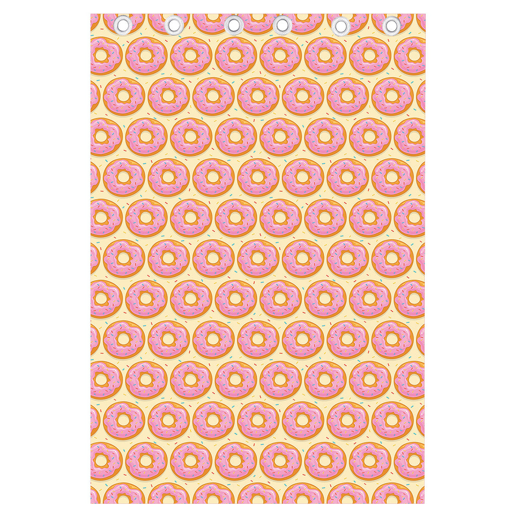 Pink Glazed Donut Pattern Print Curtain