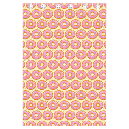 Pink Glazed Donut Pattern Print Curtain