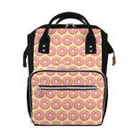 Pink Glazed Donut Pattern Print Diaper Bag