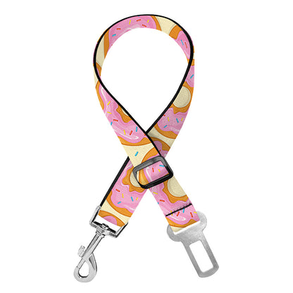 Pink Glazed Donut Pattern Print Dog Seat Belt