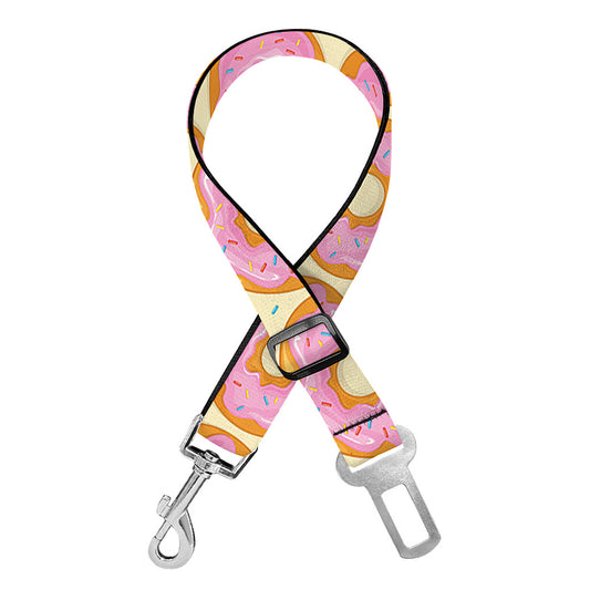 Pink Glazed Donut Pattern Print Dog Seat Belt