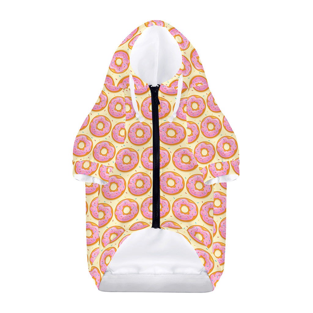 Pink Glazed Donut Pattern Print Dog Zip Up Hoodie