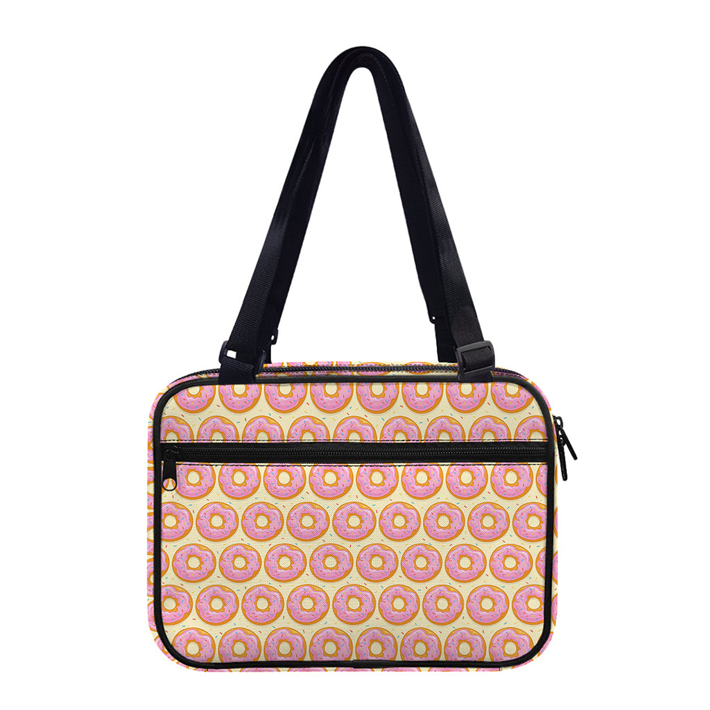 Pink Glazed Donut Pattern Print Double Strap Bible Bag