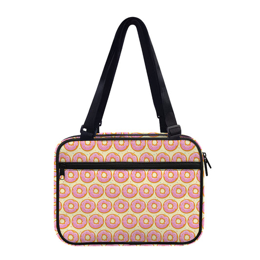 Pink Glazed Donut Pattern Print Double Strap Bible Bag