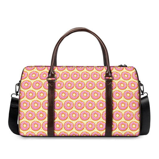 Pink Glazed Donut Pattern Print Duffle Bag