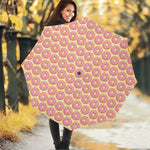 Pink Glazed Donut Pattern Print Foldable Umbrella