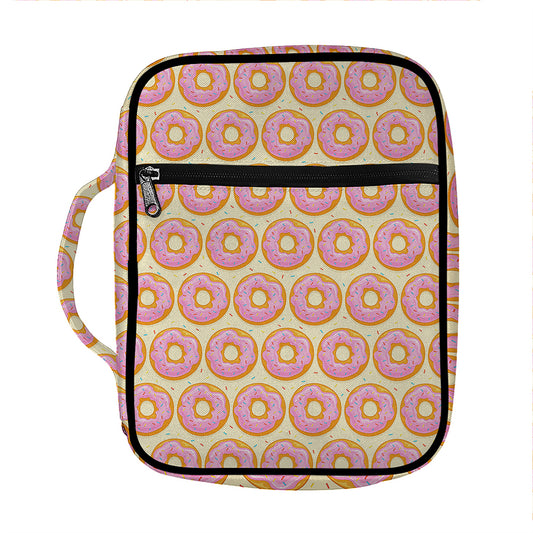 Pink Glazed Donut Pattern Print Front Pocket Bible Bag