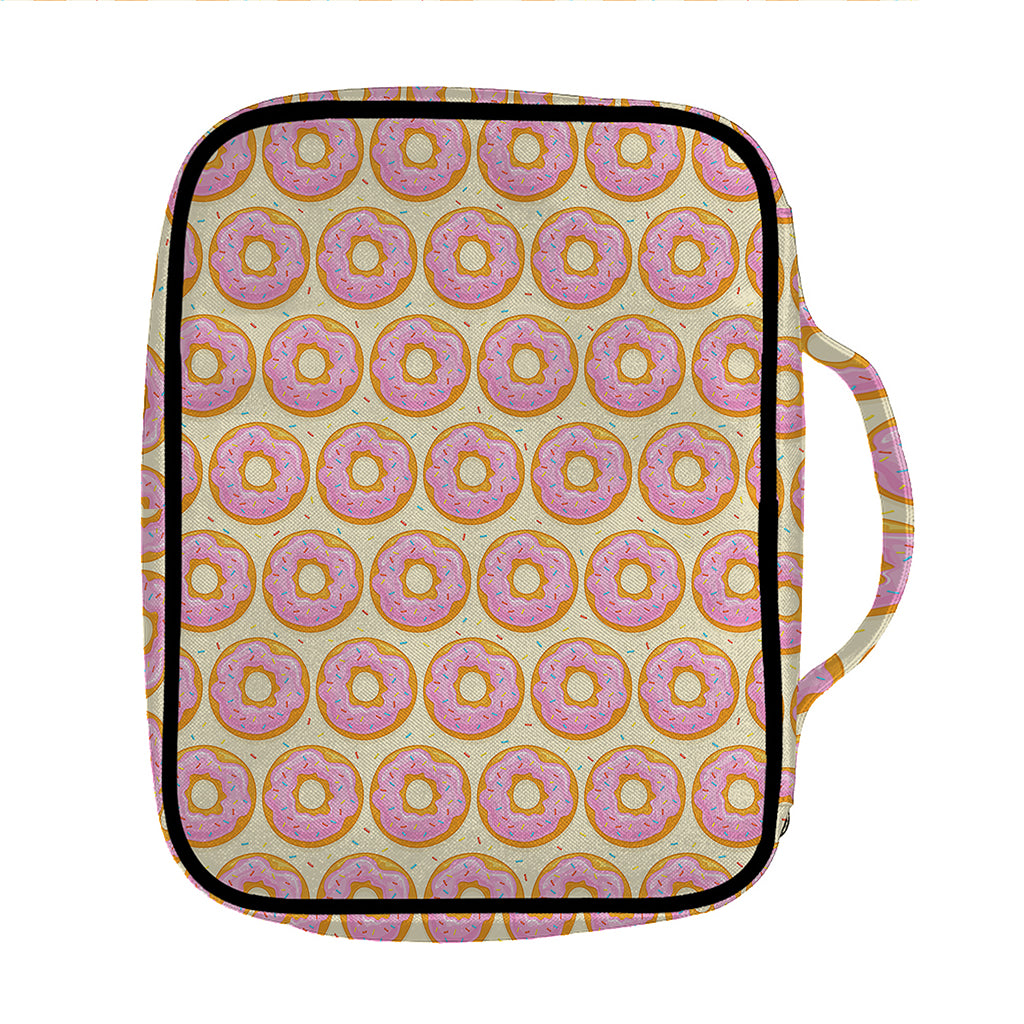 Pink Glazed Donut Pattern Print Front Pocket Bible Bag