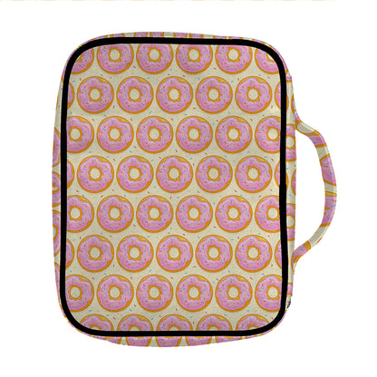 Pink Glazed Donut Pattern Print Front Pocket Bible Bag