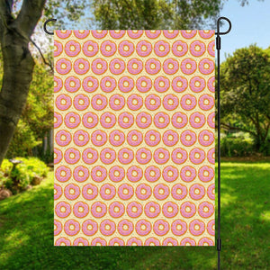 Pink Glazed Donut Pattern Print Garden Flag