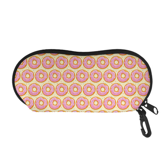 Pink Glazed Donut Pattern Print Glasses Case