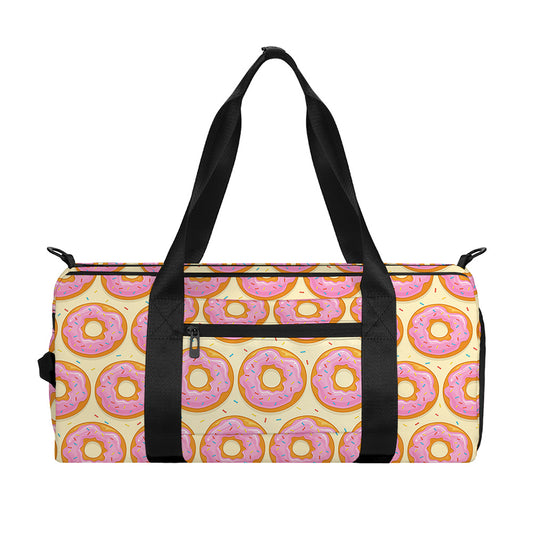 Pink Glazed Donut Pattern Print Gym Bag