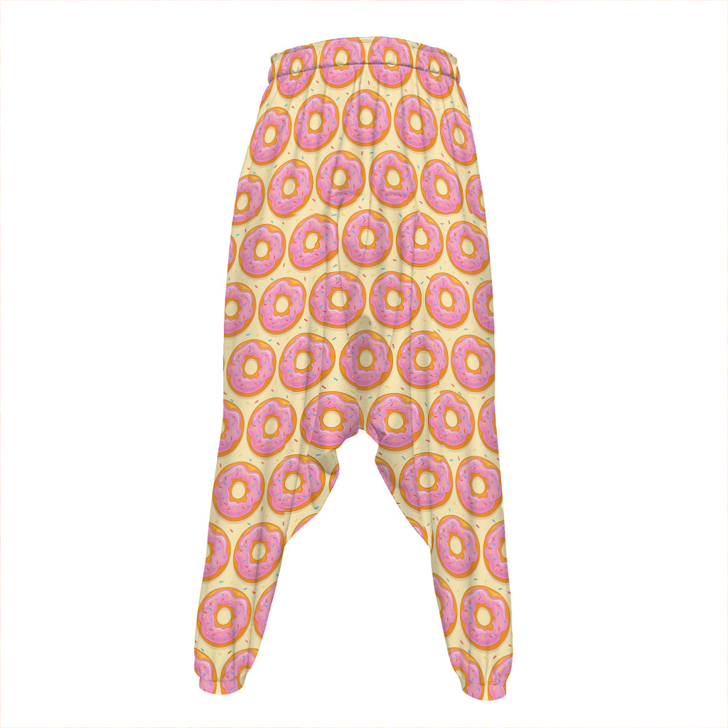 Pink Glazed Donut Pattern Print Hammer Pants