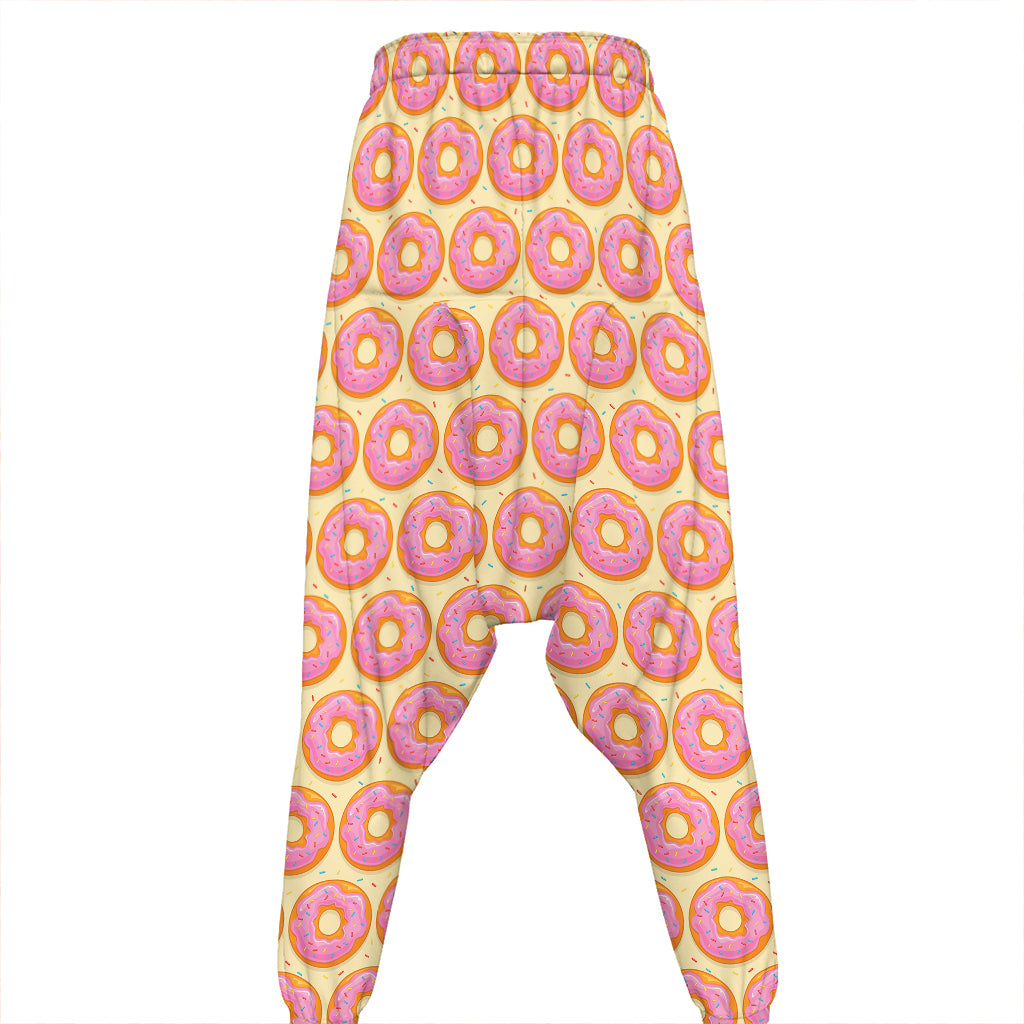 Pink Glazed Donut Pattern Print Hammer Pants