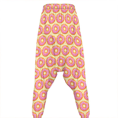 Pink Glazed Donut Pattern Print Hammer Pants