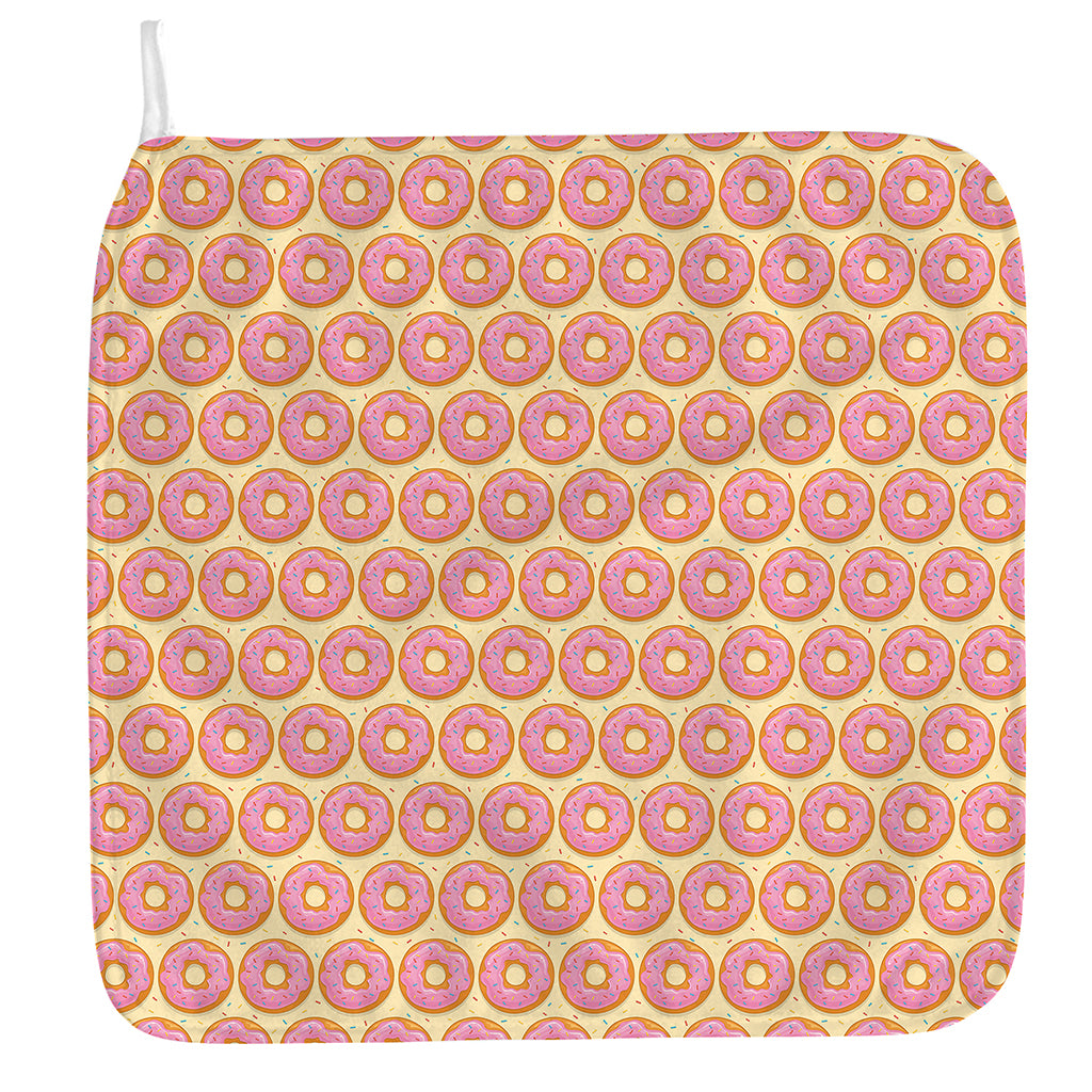 Pink Glazed Donut Pattern Print Hand Towel