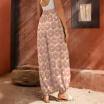 Pink Glazed Donut Pattern Print Harem Pants