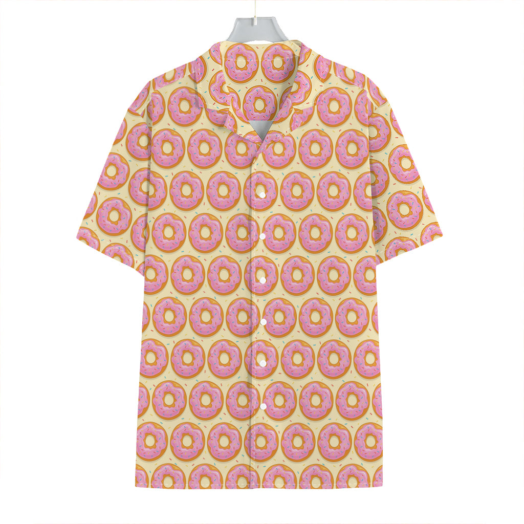 Pink Glazed Donut Pattern Print Hawaiian Shirt