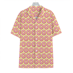 Pink Glazed Donut Pattern Print Hawaiian Shirt