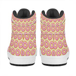 Pink Glazed Donut Pattern Print High Top Leather Sneakers