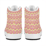 Pink Glazed Donut Pattern Print High Top Leather Sneakers