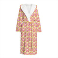 Pink Glazed Donut Pattern Print Hooded Bathrobe