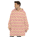 Pink Glazed Donut Pattern Print Hoodie Blanket