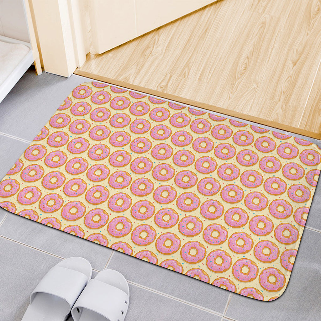 Pink Glazed Donut Pattern Print Indoor Door Mat