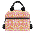 Pink Glazed Donut Pattern Print Insulated Lunch Bag