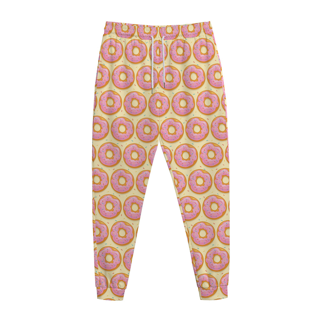 Pink Glazed Donut Pattern Print Jogger Pants