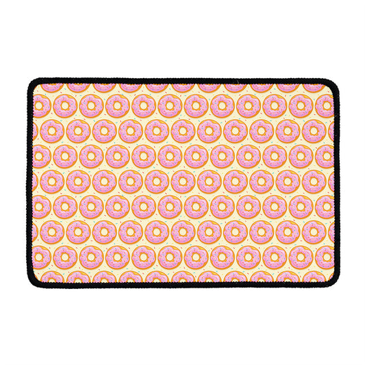 Pink Glazed Donut Pattern Print Kitchen Mat