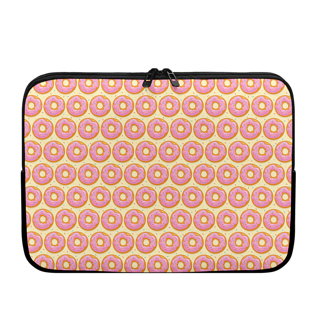 Pink Glazed Donut Pattern Print Laptop Sleeve