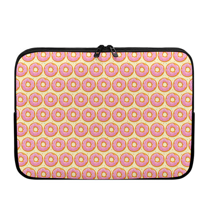 Pink Glazed Donut Pattern Print Laptop Sleeve